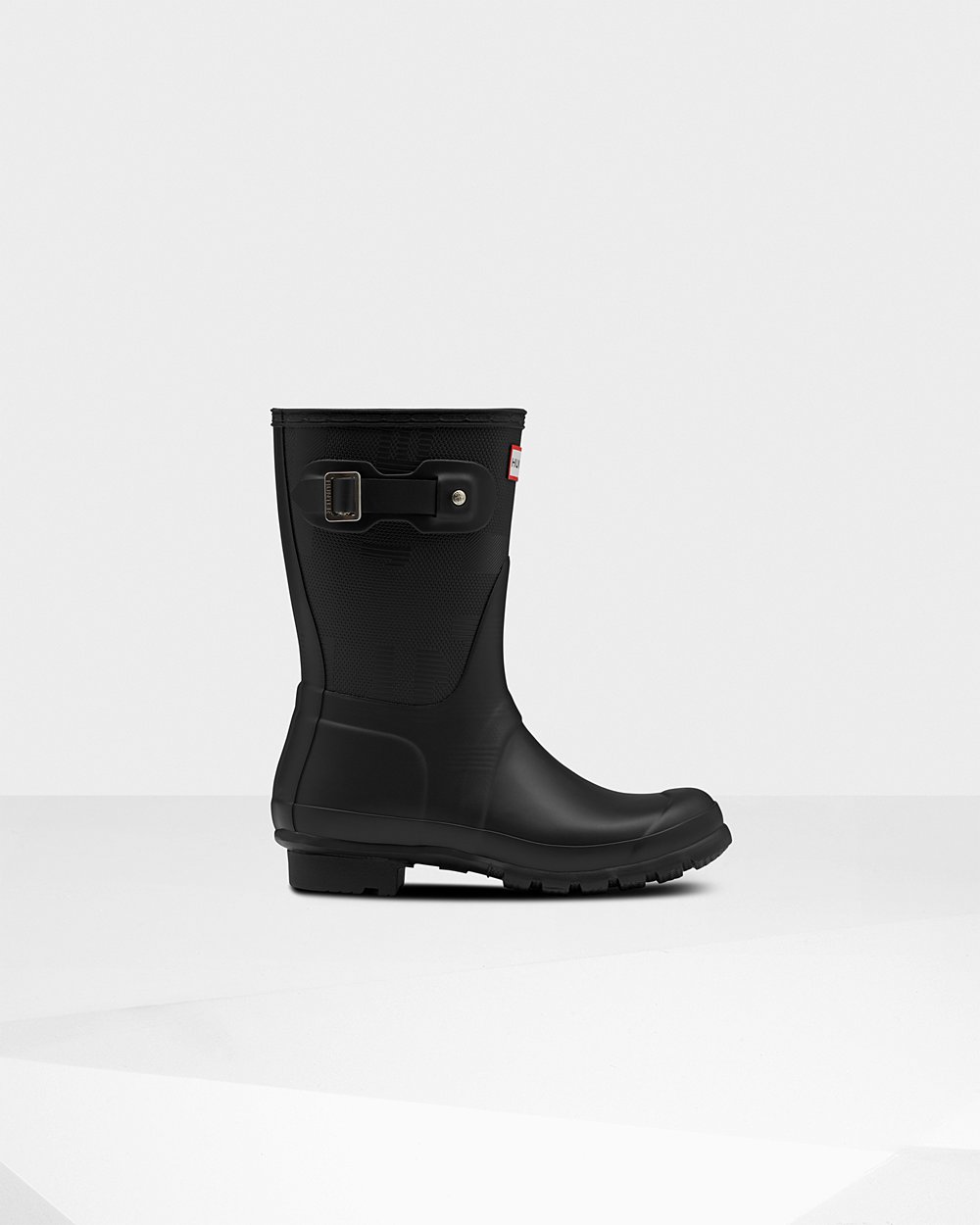Womens Short Rain Boots - Hunter Original Exploded Logo Texture (27BCJMRLS) - Black